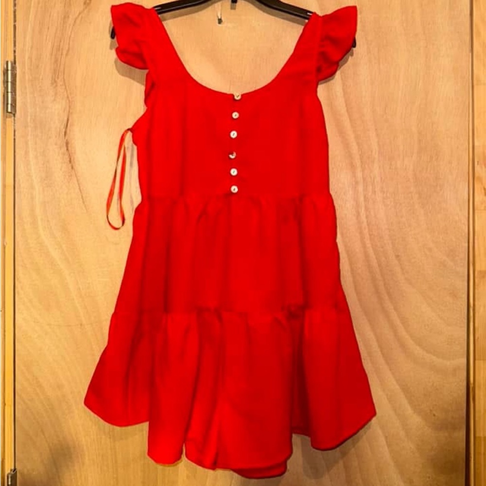 Red Ruffled Romper